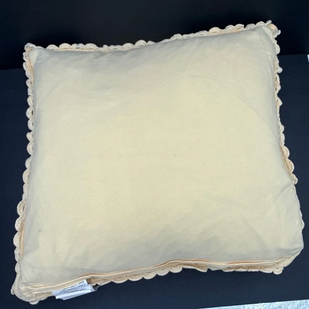 Vtg Star Crochet Devi Designs Feather Filled Pillow Back  Zipper‎ Closure